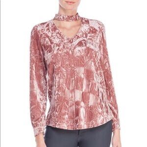 NANETTE LEPORE Crushed Velvet Choker-Style Top